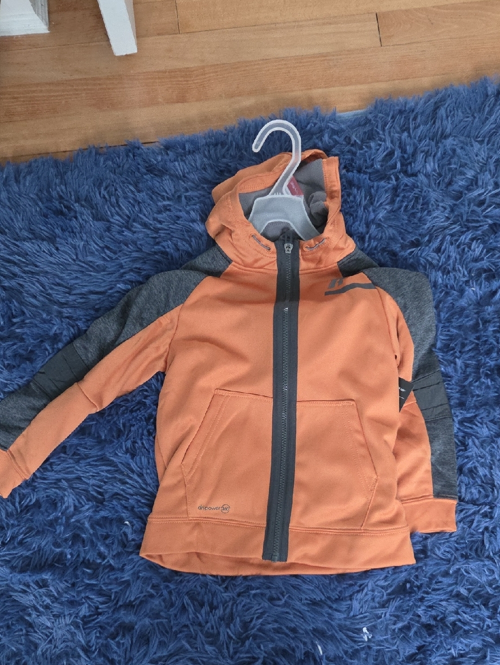 Russell Athletic Orange and Gray Kids Hooded Zip Jacket